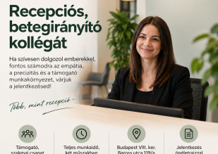 Recepciós, betegirányító kollégát keresünk
